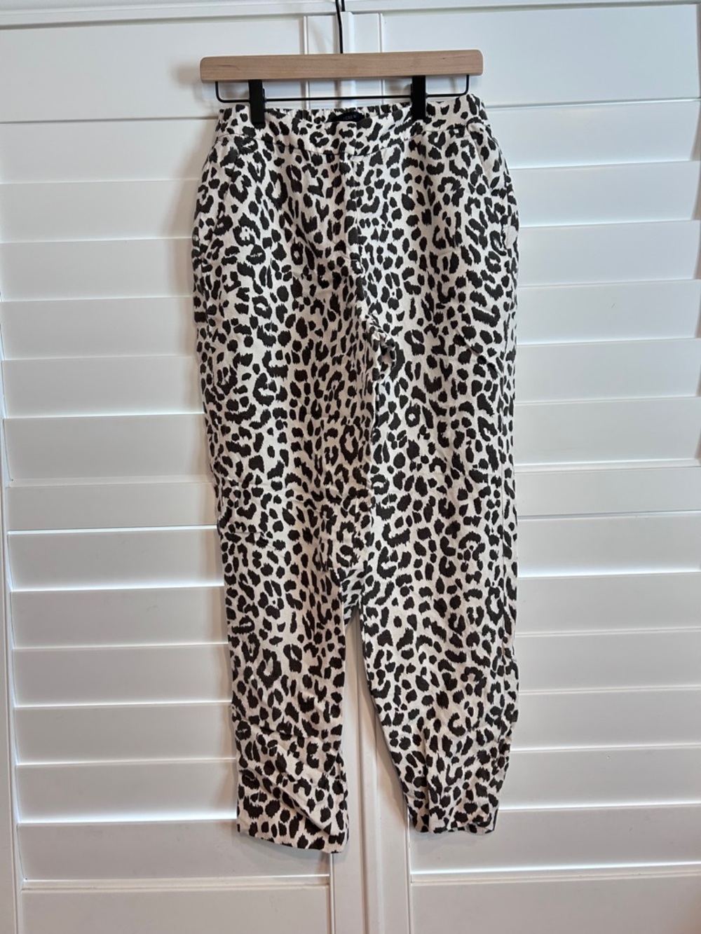 J Crew Leopard Print Linen Pant Black Cream Size 6t